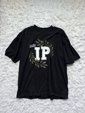 Inaka Power Black Tee with White IP & Olive Wreath